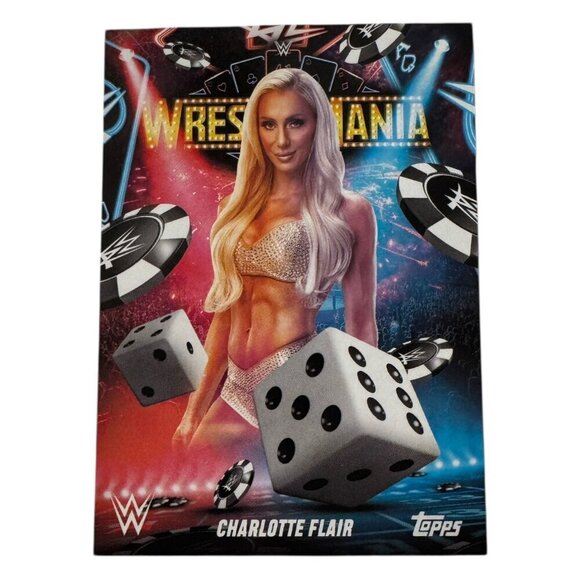 2025 Topps Wrestlemania 41 WWE WORLD Vegas Exclusive Card WM-13 CHARLOTTE FLAIR - Picture 1 of 2